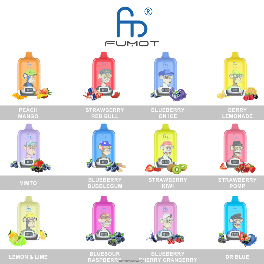 Fumot Vape Reviews - Fumot Digital Box 12000 engångs vape pod - 20ml (1 st) blåbär körsbär tranbär 26VFZN118