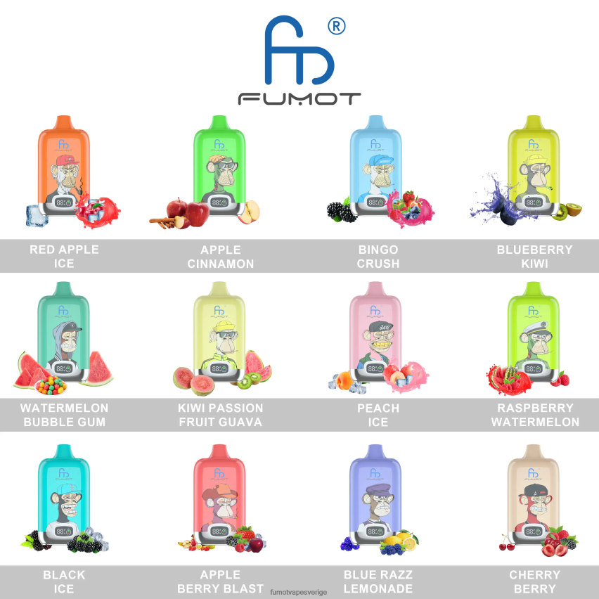 Fumot Vape Reviews - Fumot Digital Box 12000 engångs vape pod - 20ml (1 st) blåbär körsbär tranbär 26VFZN118