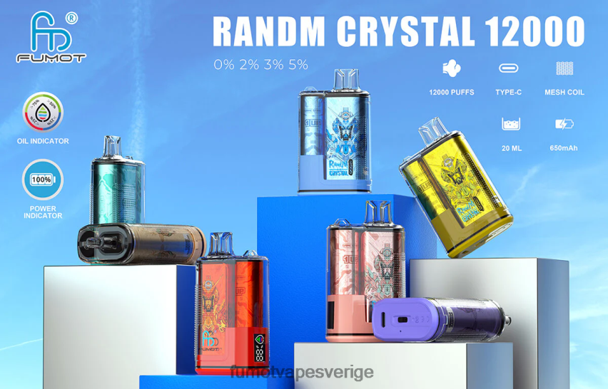 Fumot Puff - Fumot Crystal 20ml 12000 engångs vapebox (1 st) jordgubbsvattenmelon 26VFZN283
