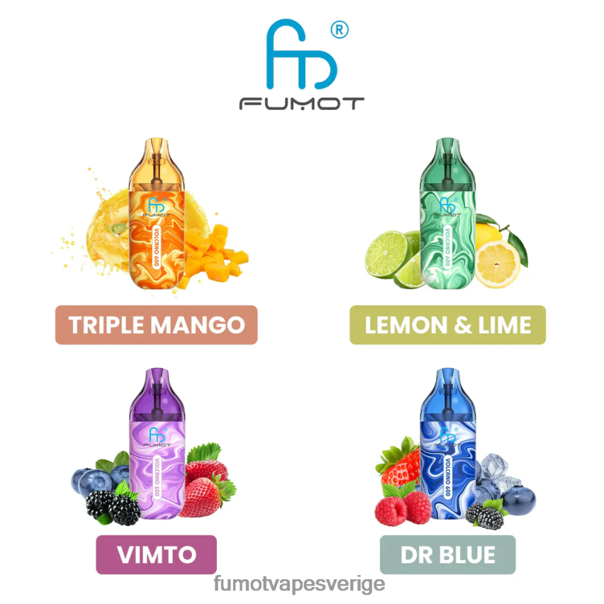 Fumot Puff - Fumot Volcano 600 tpd-kompatibel engångsvape - 2ml (set med 3 stycken) blåbär körsbär tranbär 26VFZN293