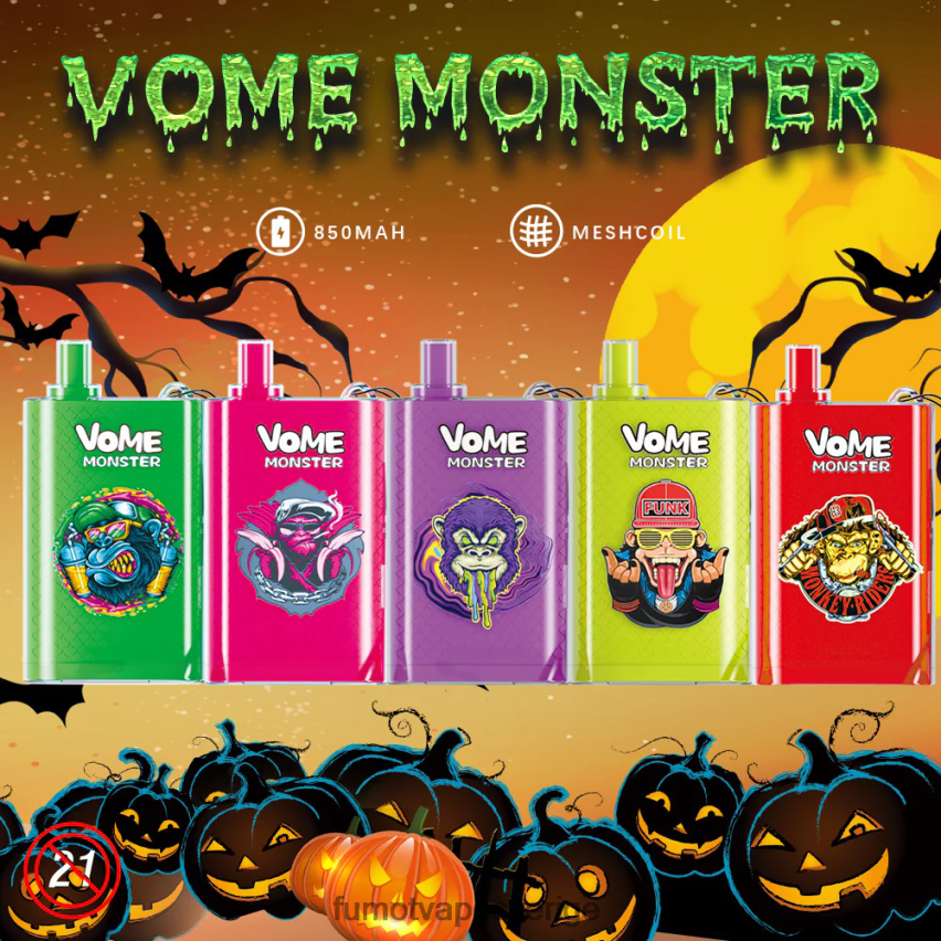 Fumot Vape Shop - Fumot Vome Monster 10000 engångs vape pod-enhet - 20ml (1 st) kiwi passionsfrukt guava 26VFZN430