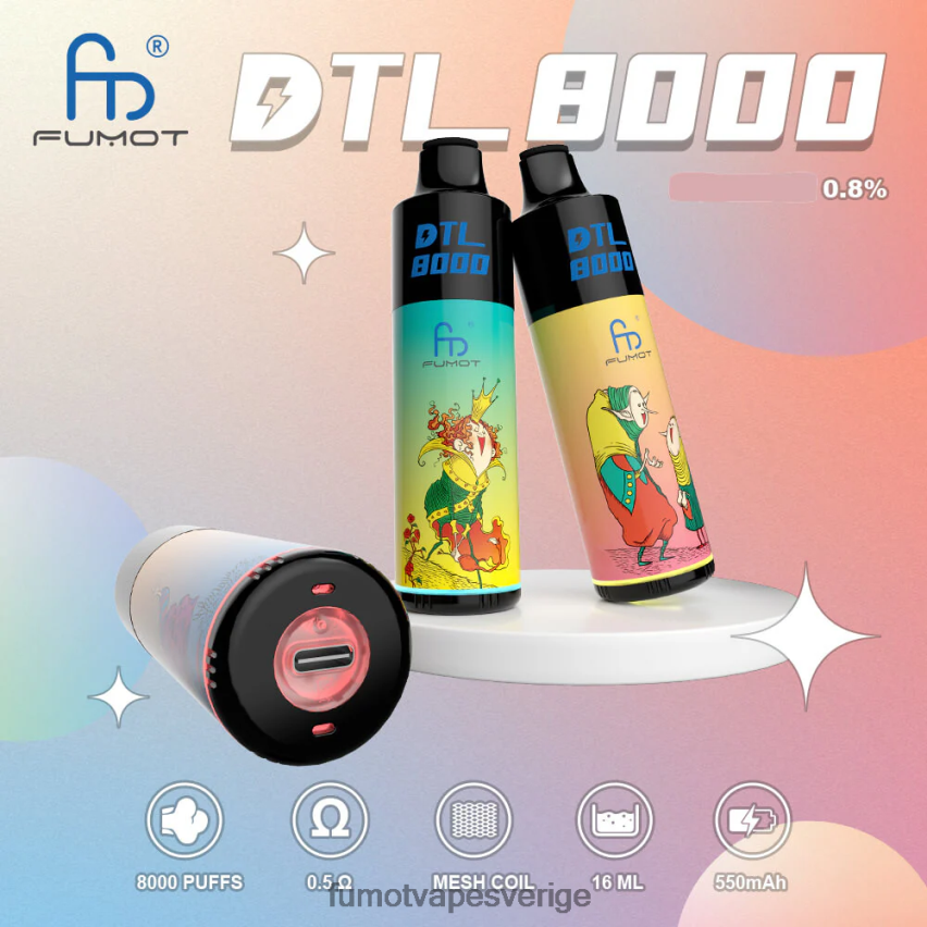 Fumot Price - Fumot DTL 8000 engångspenna - 16ml (1 st) blå hallon citron 26VFZN415