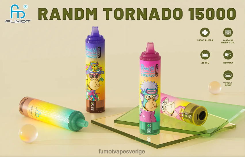 Fumot Puff - Fumot Tornado 15000 engångsvape 25ml (1 st) blåbär körsbär tranbär 26VFZN163