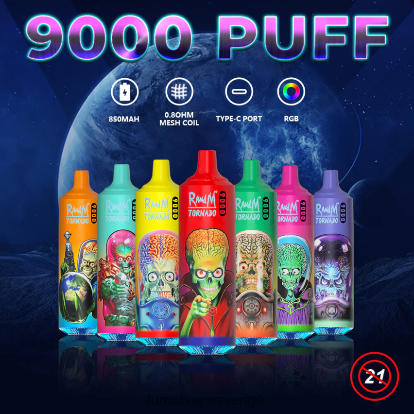 Fumot Store - Fumot Tornado 18ml 9000 engångspenna (1 st) kolsyrat körsbär 26VFZN29