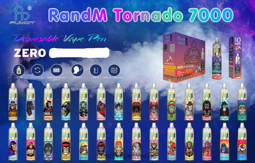 Fumot Store - Fumot Tornado 7000 engångspenna 0% - 14ml (1 st) blåbär körsbär tranbär 26VFZN549