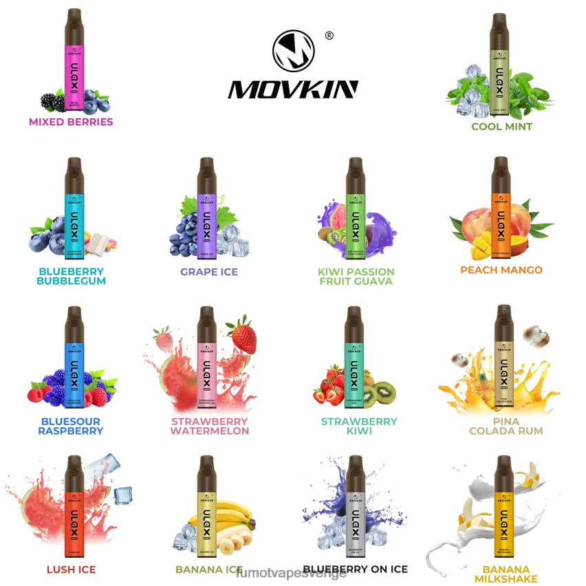 Fumot Store - Fumot Movkin Ulax 6800 engångsvape, keramisk spole - 8ml (1 st) jordgubbsvattenmelon 26VFZN329