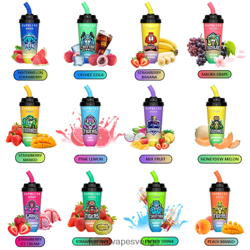 Fumot Vape Price - Fumot Supbliss Bingo 8000 engångs vape pod-enhet - 16ml (1 st) körsbärspersika lemonad 26VFZN396
