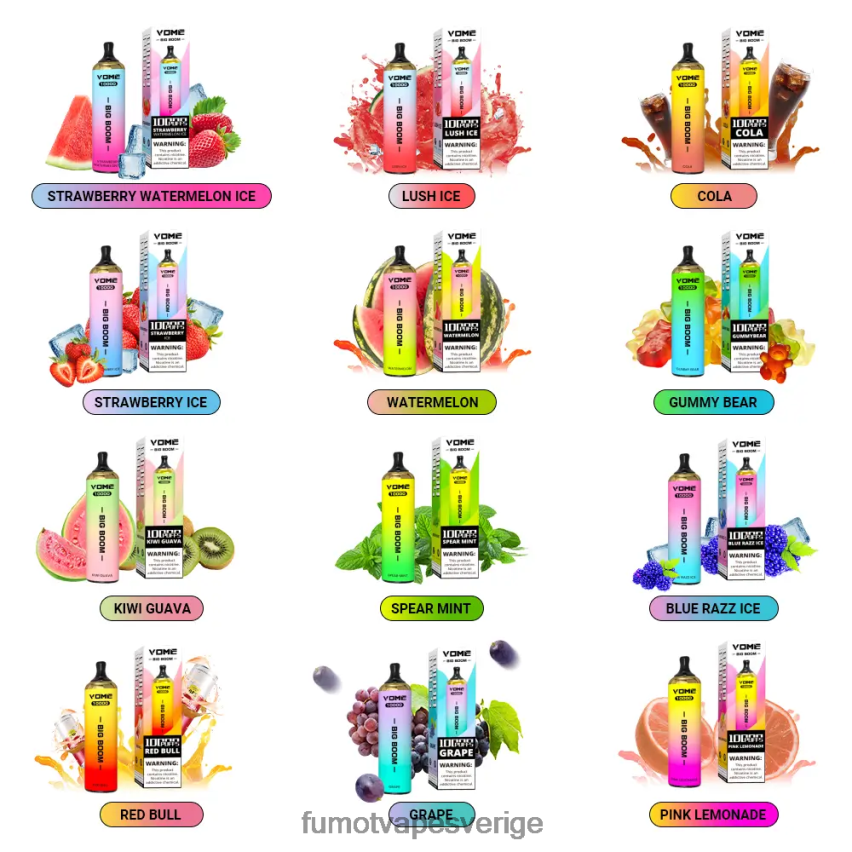 Fumot Vape Price - Fumot Vome Big Boom engångspenna 10000 - 20ml (1 st) jordgubbsvattenmelon is 26VFZN446