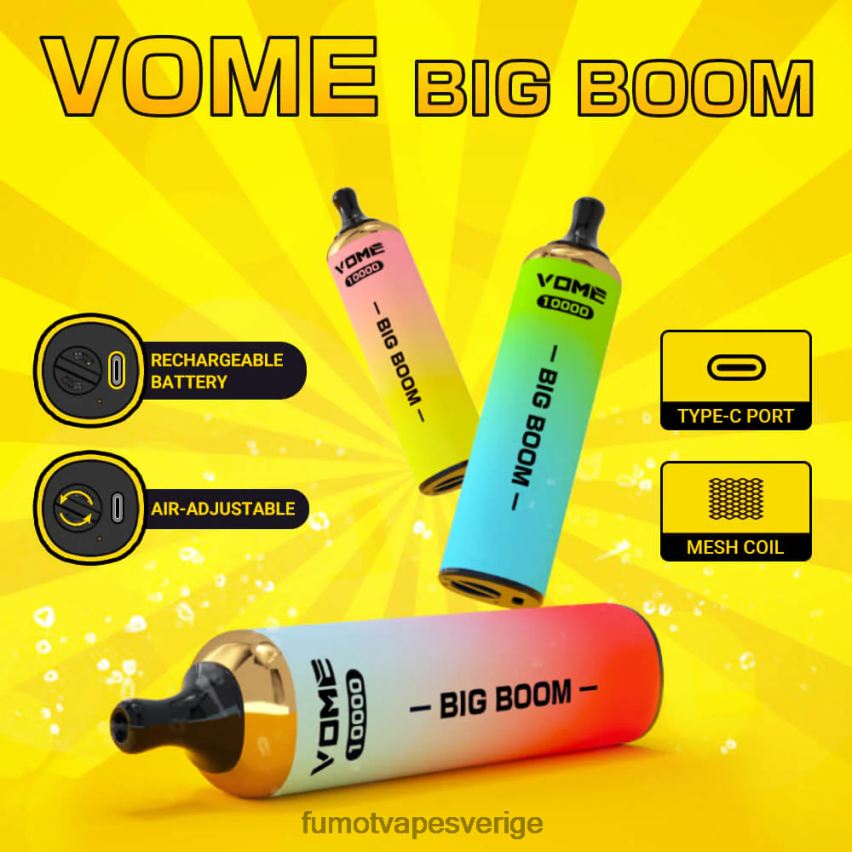 Fumot Vape Price - Fumot Vome Big Boom engångspenna 10000 - 20ml (1 st) jordgubbsvattenmelon is 26VFZN446